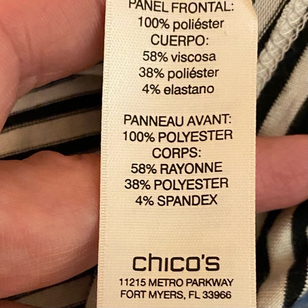 Chico's Coastal Grandma Blouse European Vacation Print Tie Front Women SZ Large - Picture 5 of 6